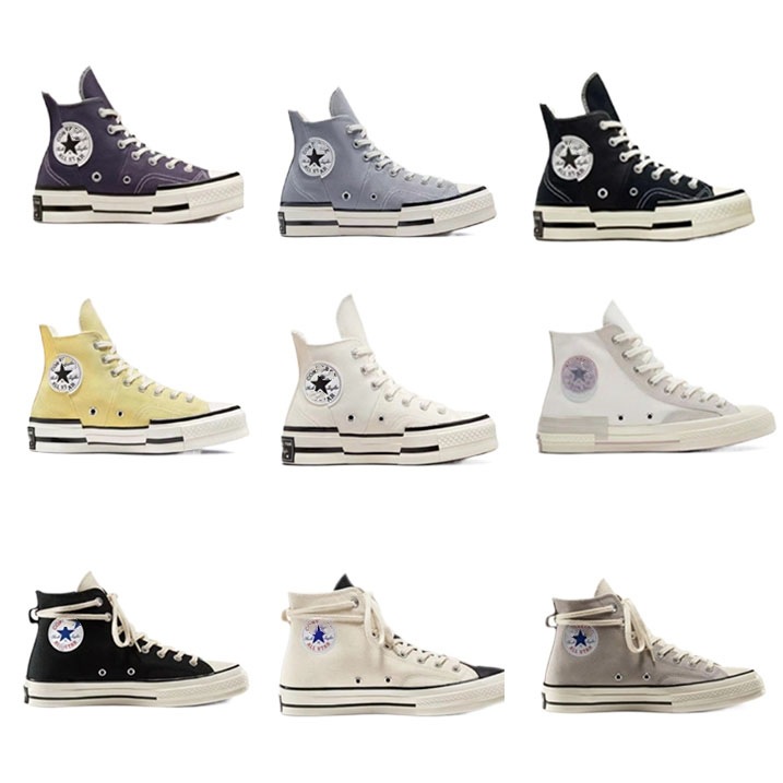 美奇匡威chuck 70 新款解构fog联名款鸳鸯高帮蓝粉百搭拼接帆布鞋