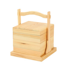 日式复古手提盒木制便当盒户外野餐便携式多层点心糕点实木收纳盒