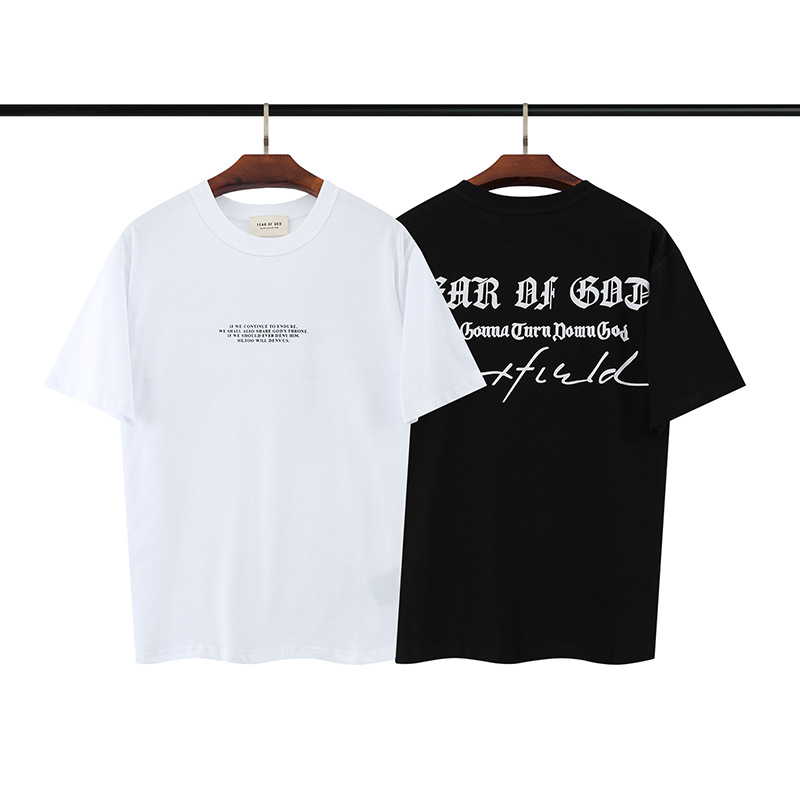 2021夏季新款第七季梵文字母t恤fog高街宽松休闲潮流复古圆领短袖