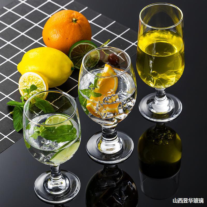 金达莱加厚高脚玻璃红酒杯葡萄酒杯啤酒杯家用果汁杯水杯玻璃杯