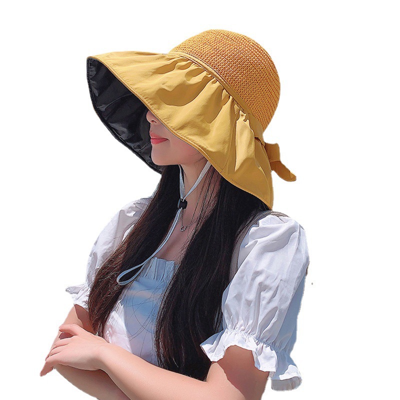 Black Rubber Sun Hat Women's Uv Protection Sun Hat Big Brim Fisherman Hat Foldable Sun Hat New