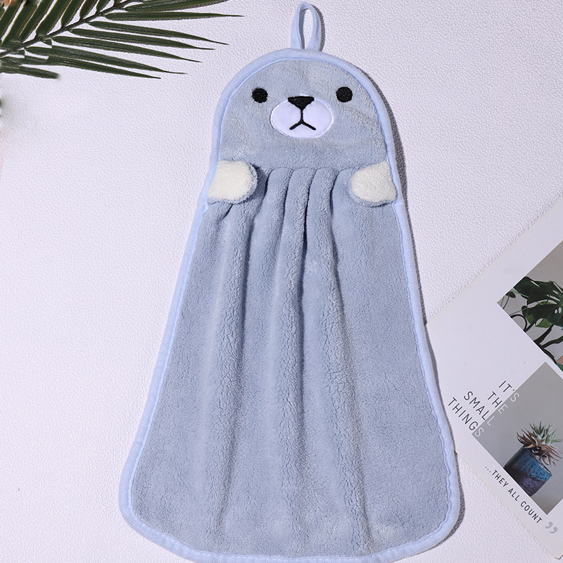 Plus-Sized Thick Cute Cartoon Hanging Hand Towel Absorbent Children's Kitchen Bathroom Rag Household Hanging Towel