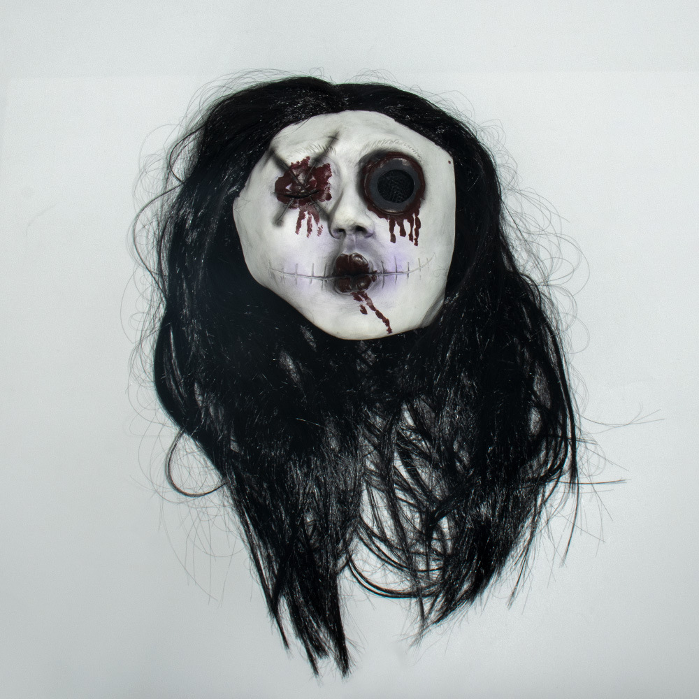 2021新品万圣节女鬼面具恐怖血疤头套鬼屋派对吓人道具