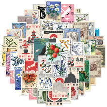 50张日系复古旅行邮票手账贴纸DIY行李箱手机壳日记素材装饰贴画