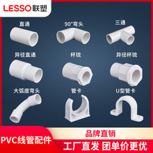联塑PVC线管配件20 25 32异径直通大弧度弯头三通杯梳管卡夹接头