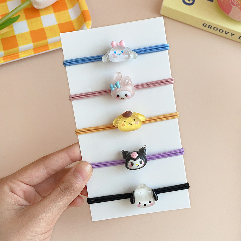 2023 New Trending Cartoon Headband Cute Icy Children's Hair String Melody Does Not Hurt Hair Color Elastic Hair Ring