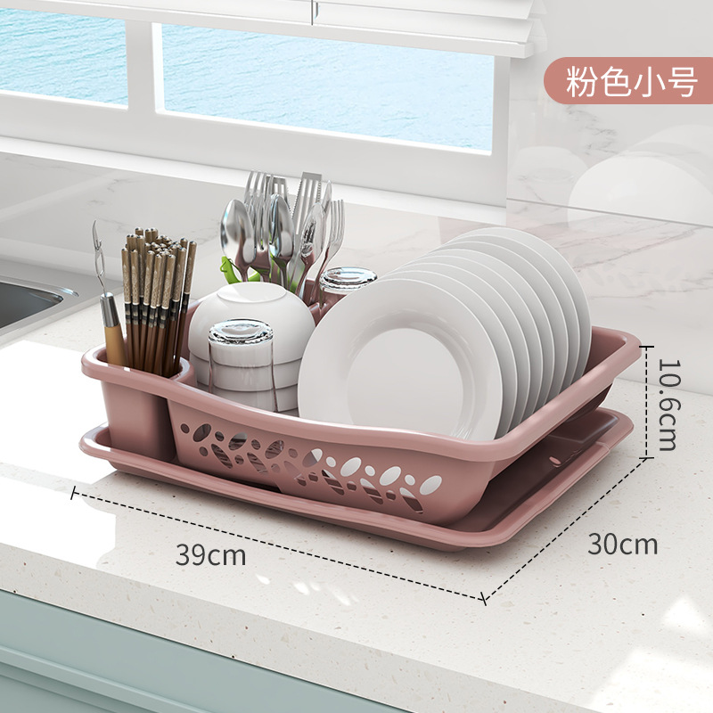Household Kitchen Draining Cupboard Flat Ware Multi-Functional Storage Rack Plastic Tableware Countertop Tableware Rack 0594