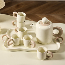 奶油风陶瓷水杯子家用套装茶杯茶具茶壶轻奢客厅新婚乔迁生日礼物