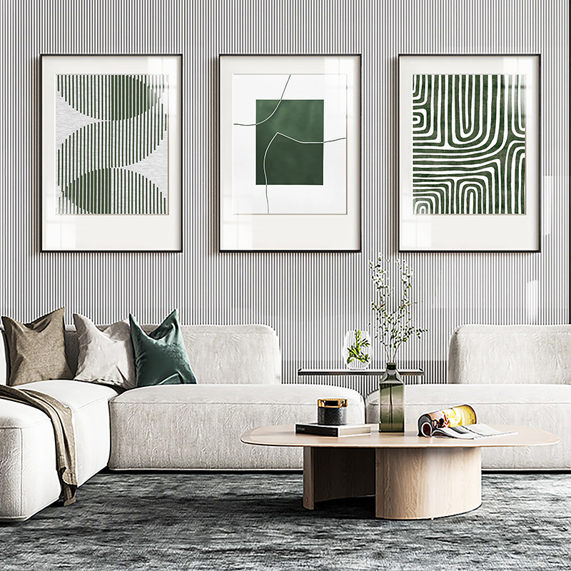 如茵 现代简约客厅装饰画沙发背景墙挂画小清新绿色抽象线条壁画