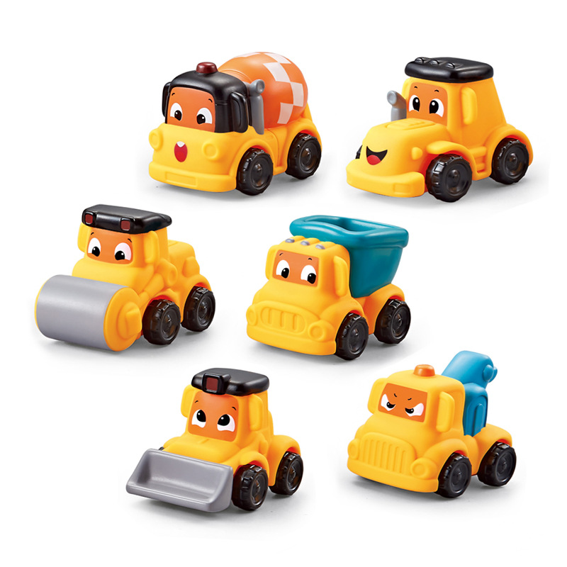 儿童卡通工程车搪胶车仔耐玩耐可水洗男孩玩具小车子礼品跨境热卖