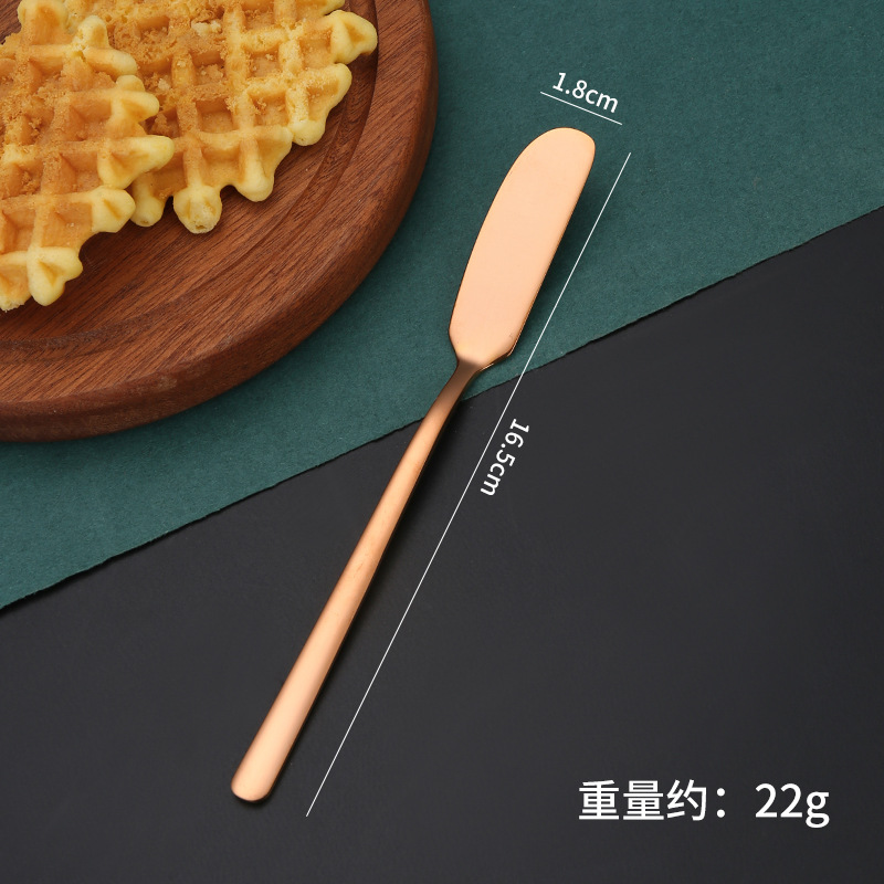 304 Stainless Steel Butter Knife Thickened Butter Spatula Korean-Style Long Handle Jam Knife Golden Cream Cheese Decorating Knife