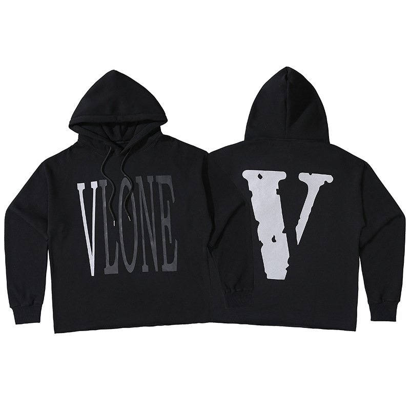 上海限定vlone藤原浩3m超反光基础大v美潮嘻哈街头加绒连帽卫衣