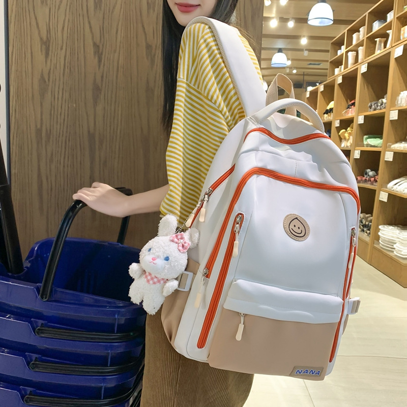 2023 New Middle School and College Schoolbag Wholesale Large Capacity Korean Contrast Color Backpack Mori Leisure Fashion Backpack