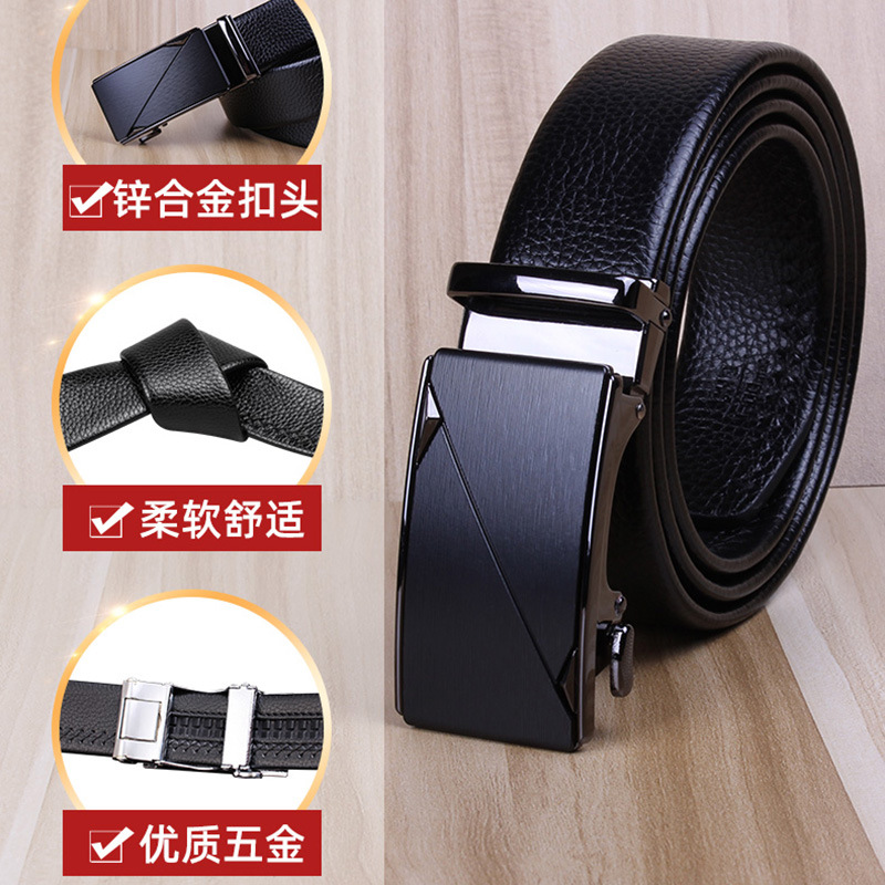 Belt Men's Wholesale High-End Leather Business Casual Automatic Buckle Men's Pant Belt Cowhide Belt Men's Manufacturer