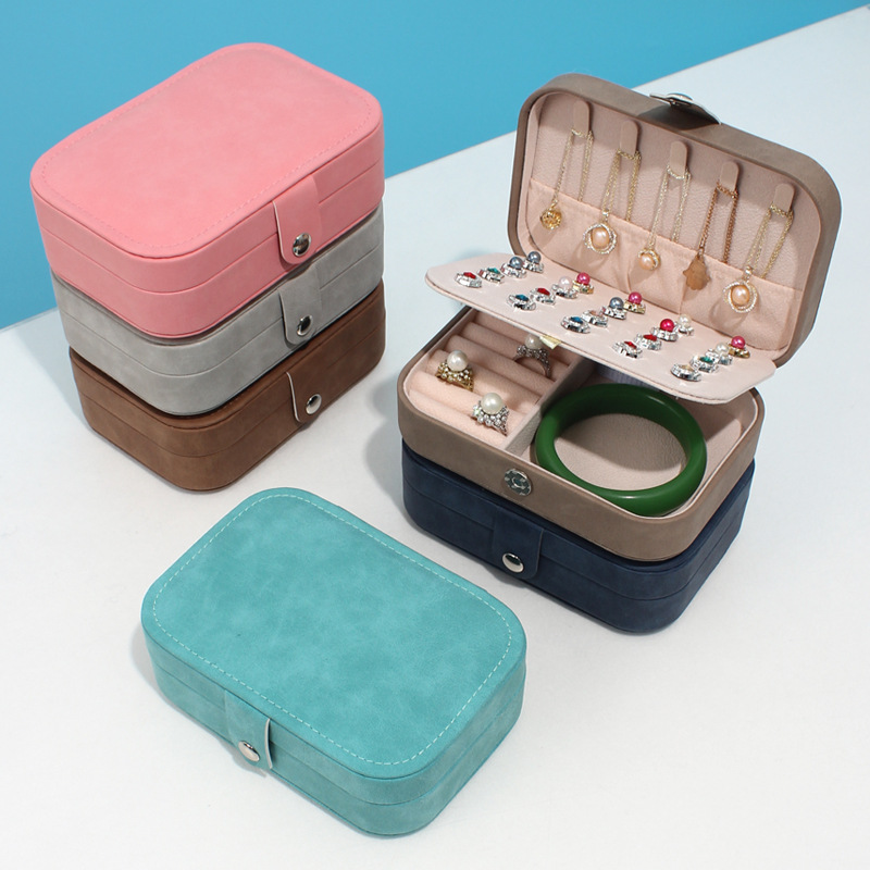 High-End Travel Portable Flip Multi-Layer Jewelry Box Small Jewelry Box Manicure Household Storage Box Gift Box Wholesale