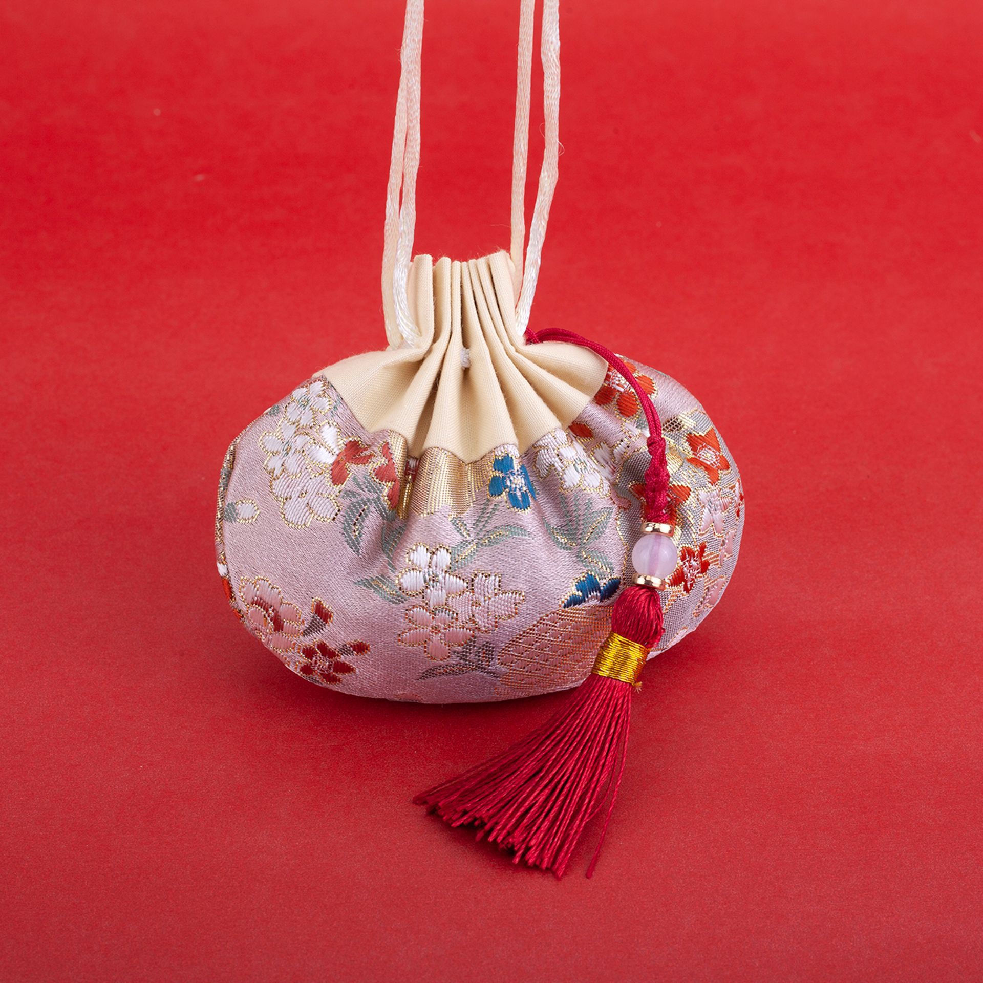 锦缎宫廷包五竹花刺绣布袋端午节香包香囊空袋子随身香袋logo定制