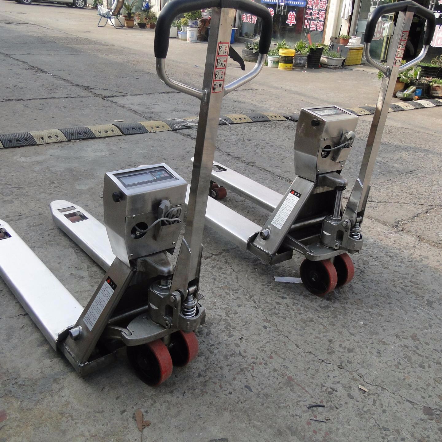 化工厂1t不锈钢电子叉车秤2吨电子称重叉车磅手动液压叉车秤