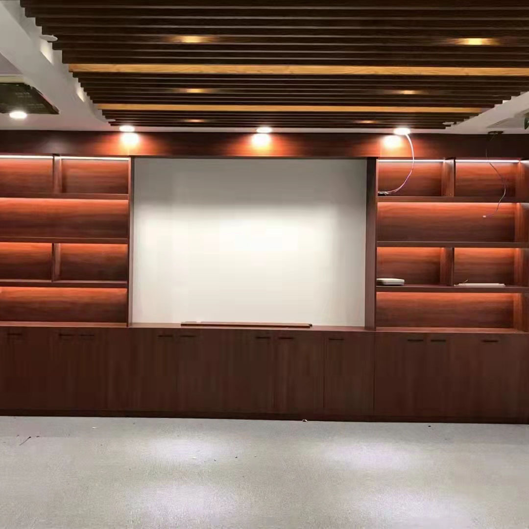 深圳办公家具厂办公室背景柜木质高柜封顶柜老板室书柜样品展示柜