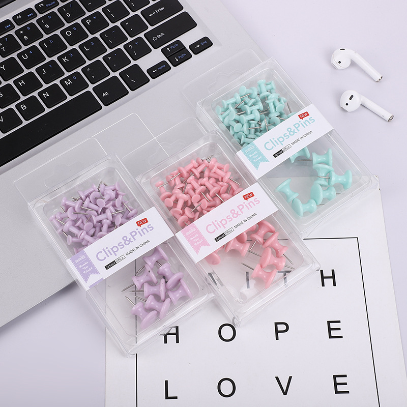 Students' Office Stationery Combination Suit Boxed Push Pin Magnetic Snap Macaron Color Large Small Size Clip Ball Nail