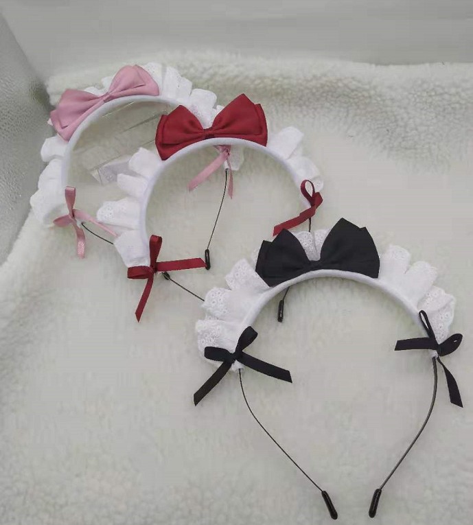 跨境二次元头饰洛丽塔发箍可爱蕾丝蝴蝶结发卡女仆装扮头箍-阿里巴巴