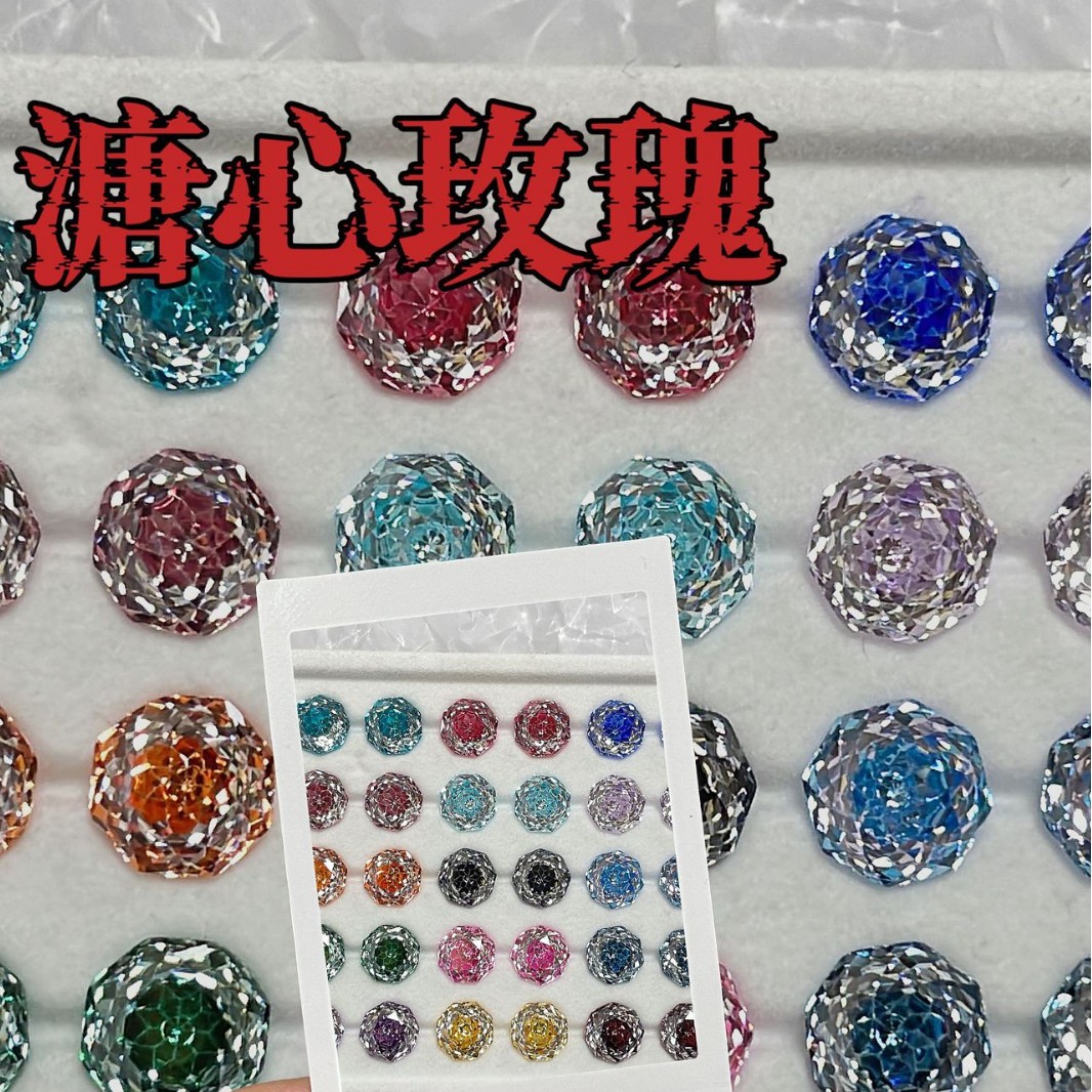 8mm八边镀底溏心夹心玫瑰切 秋冬系列上新时尚配饰钻石几何形珠宝