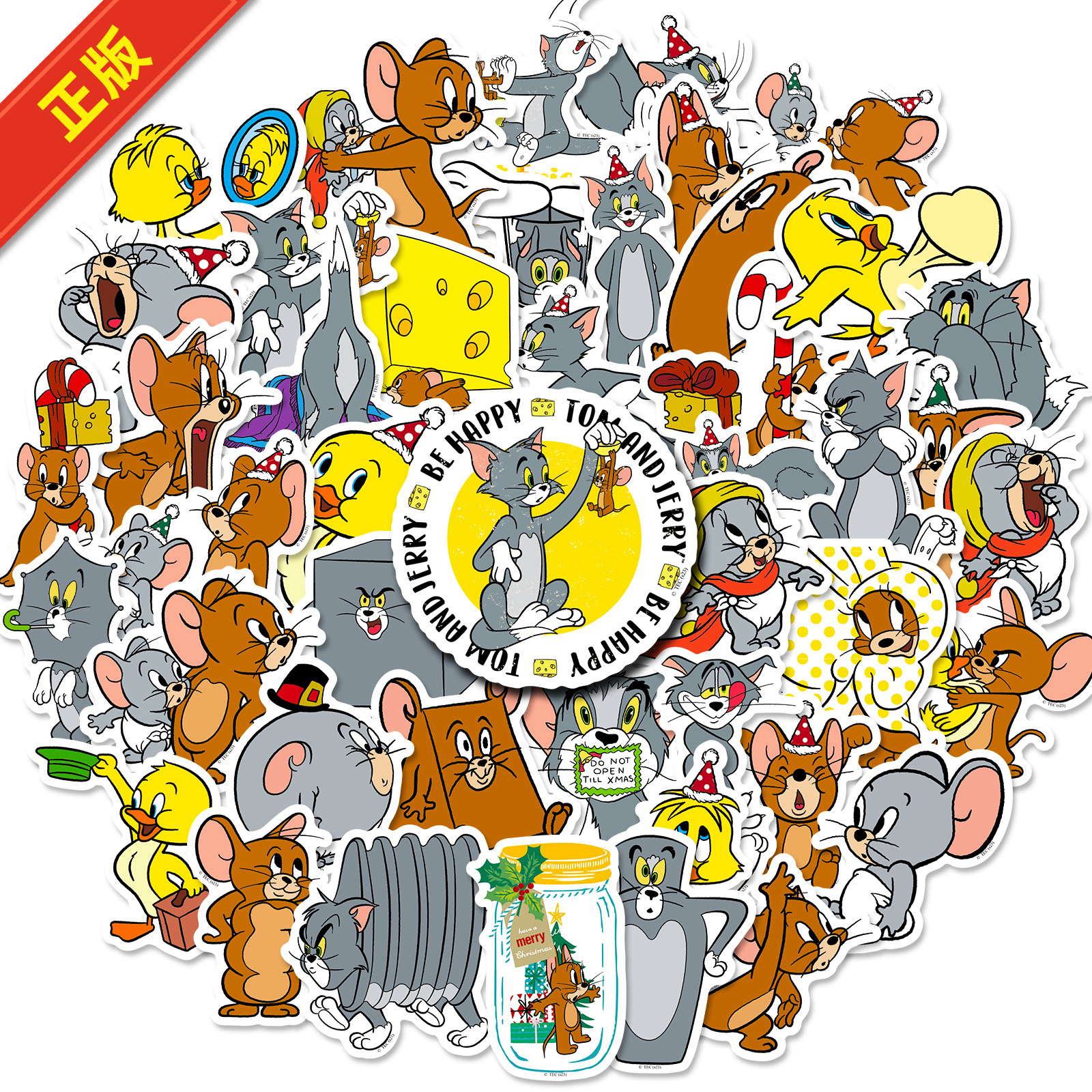 50张猫和老鼠 卡通动漫手机贴纸电脑水杯滑板吉他行李箱贴纸
