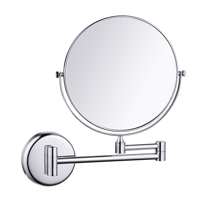 Hotel Wall-Mounted Rotating Double-Sided Cosmetic Mirror Bathroom Stainless Steel Makeup Mirror Wooden Mirror Beauty Princess Mirror