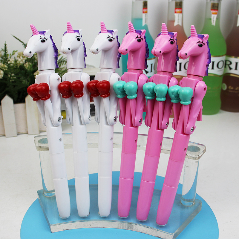 Korean-Style Cute Cartoon Boxing Pen with Light Ballpoint Pen Creative Cartoon Fighting Gift Interactive Decompression Pen