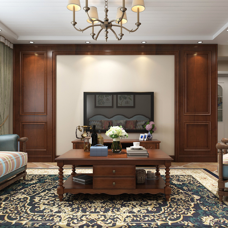 华胜实木电视背景墙护墙板装饰美式轻奢墙裙墙板全屋烤漆欧式