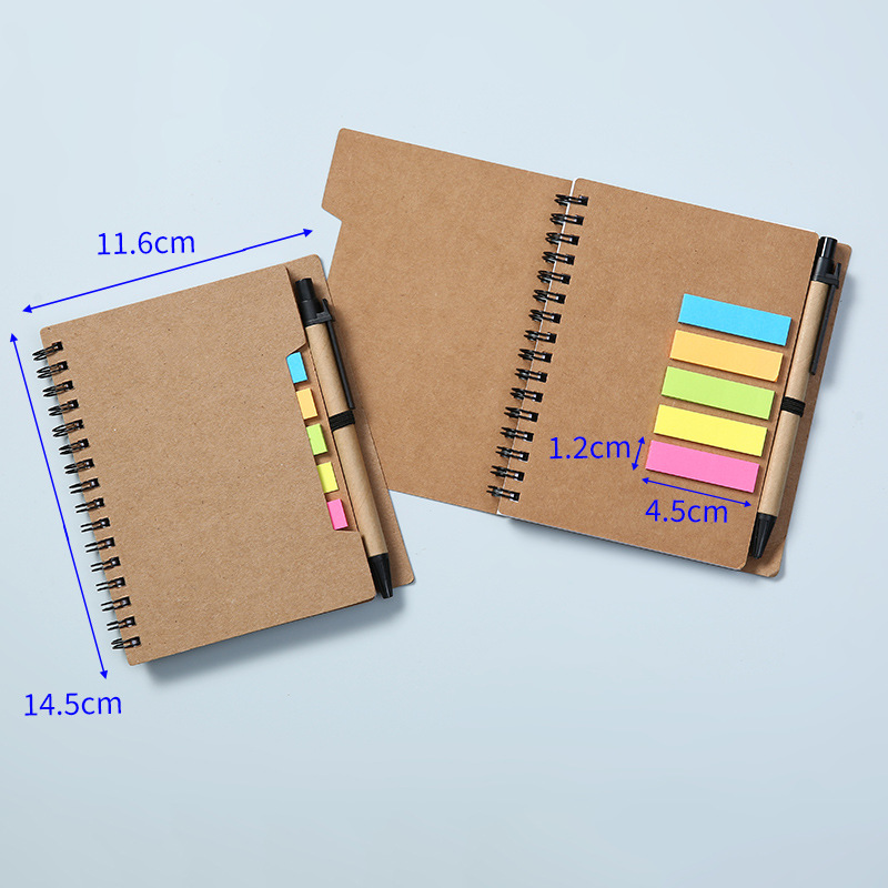 Advertising Coil Notebook Printed Logo Notepad with Pen Notepad New Sticky Notes Exhibition Gift Kraft Paper