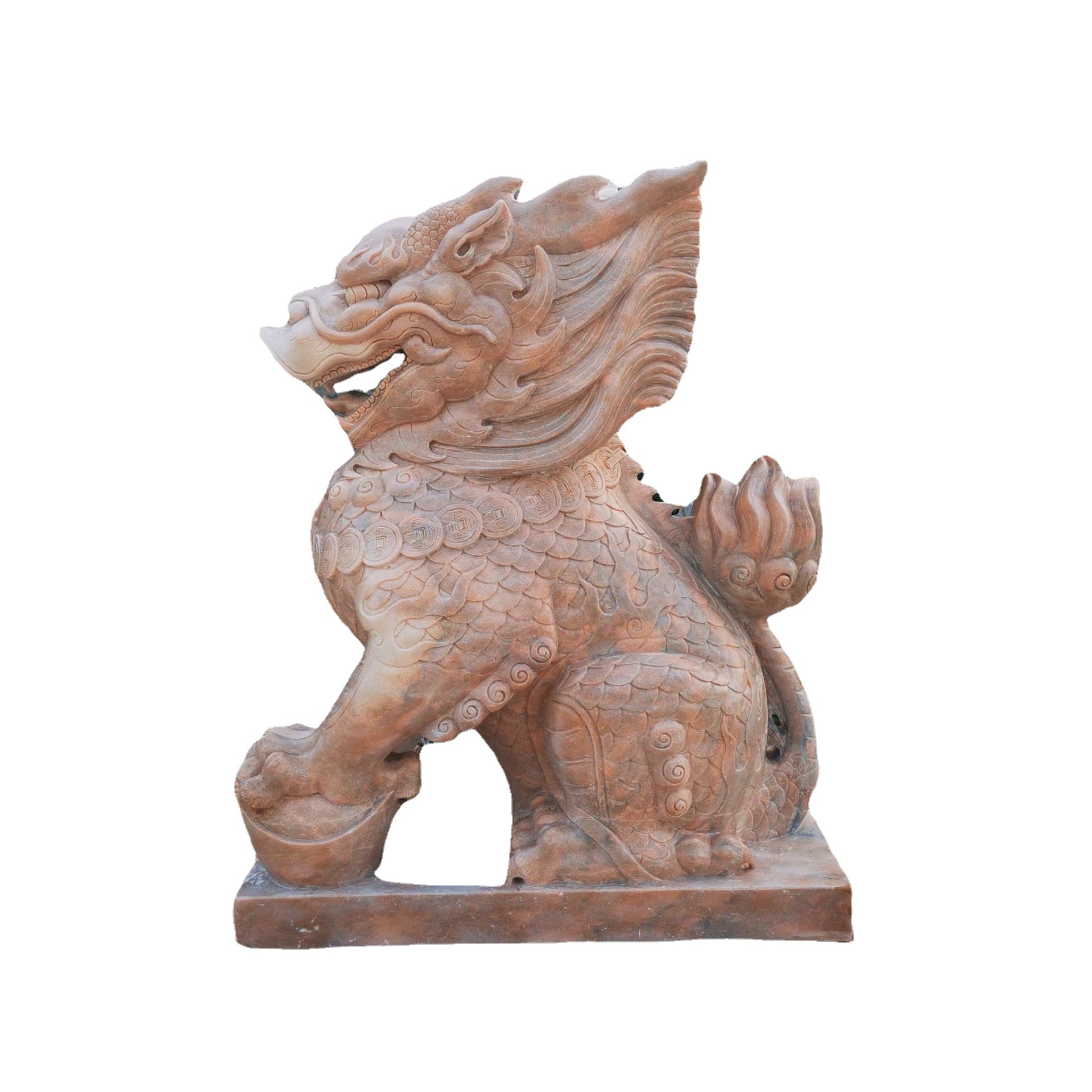 加工定制青石花岗岩石雕坐麒麟 庭院门口招财纳福瑞兽麒麟