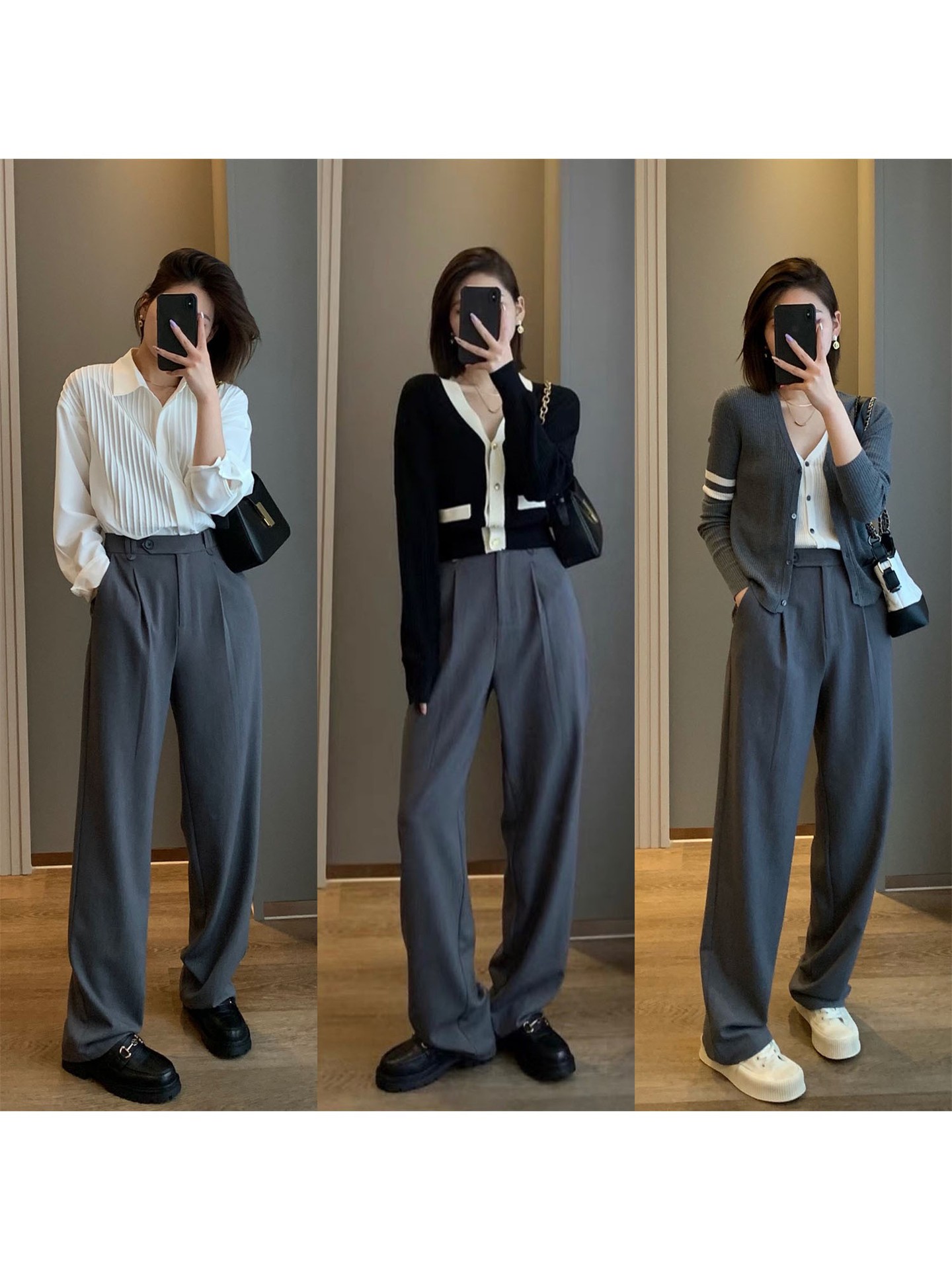 赞爆这个裤型 西装阔腿裤女春秋高腰宽松垂感休闲拖地裤