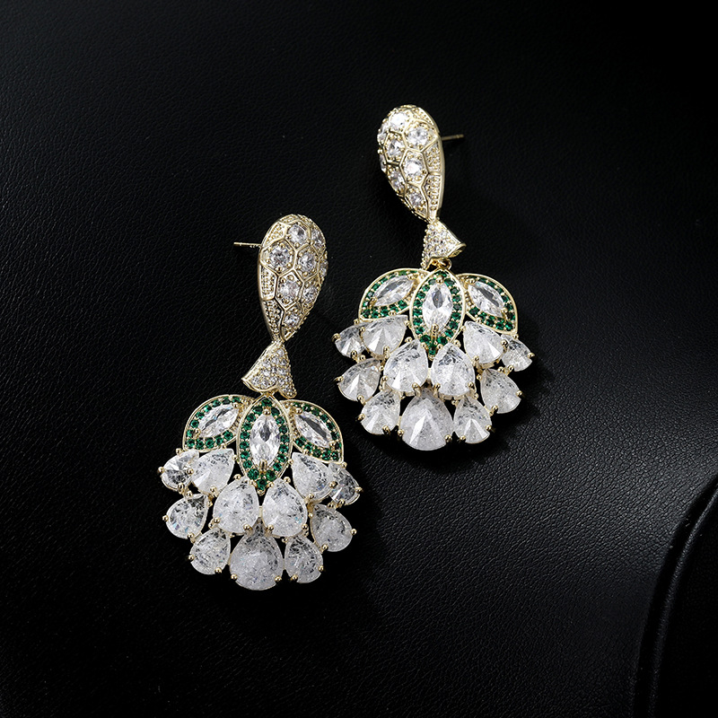 European and American Fashion Sterling Silver Needle Color Zircon Female Wish Hot Sale High Sense Micro Inlaid Full Diamond Earrings Earring Ornament