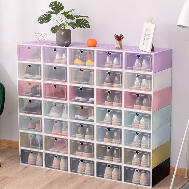 Transparent Shoe Box Plastic Shoe Cabinet Plastic Storage Box Shoe Box Dustproof Moisture-Proof Storage Cabinet