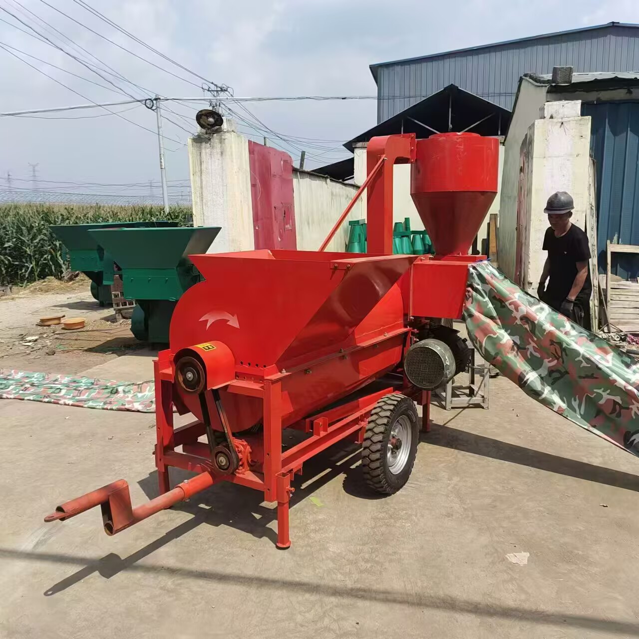 三相电花生秧蒜秧除膜柔丝粉碎机养殖场饲料除膜机柴油机带碎草机