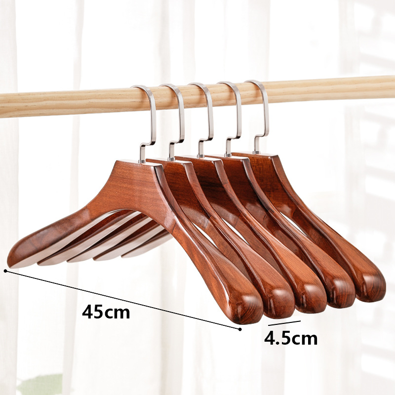 Wide Shoulder Solid Wood Hanger Wooden Clothes Hanger Seamless Suit Men and Women Clothes Rack Clothing Store Clothes Support Wholesale