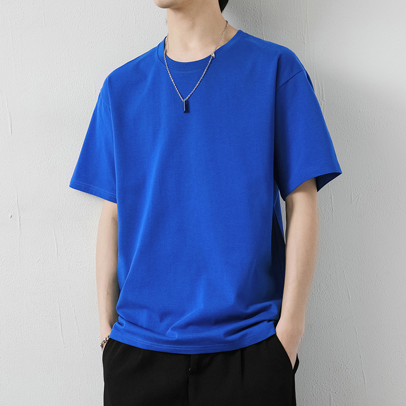 100 Cotton Short Sleeve T-shirt Men's Summer Fashion Brand Loose Hong Kong Style T-shirt Half Sleeve Trendy plus Size Men's Top Clothing