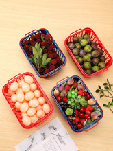 水果采摘篮塑料手提草莓李子葡萄筐长方形小果篮子猕猴桃子樱桃篮