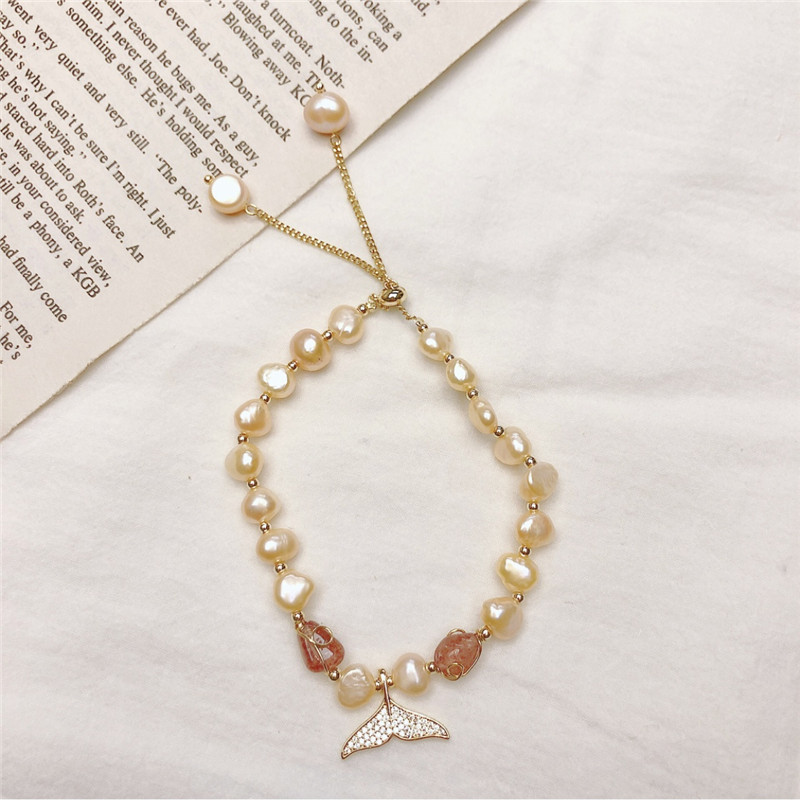 Fashion Freshwater Pearl Bracelet Female Baroque Personality Butterfly Bracelet Simple and Adjustable Bracelet Wholesale