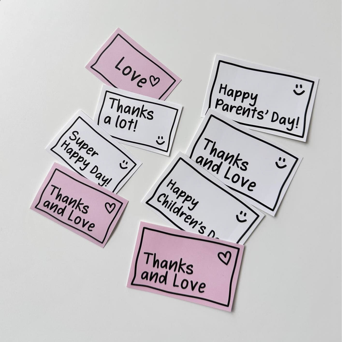 30张价 简约黑白ins风长方形贺卡  happy birthday感谢花束卡片