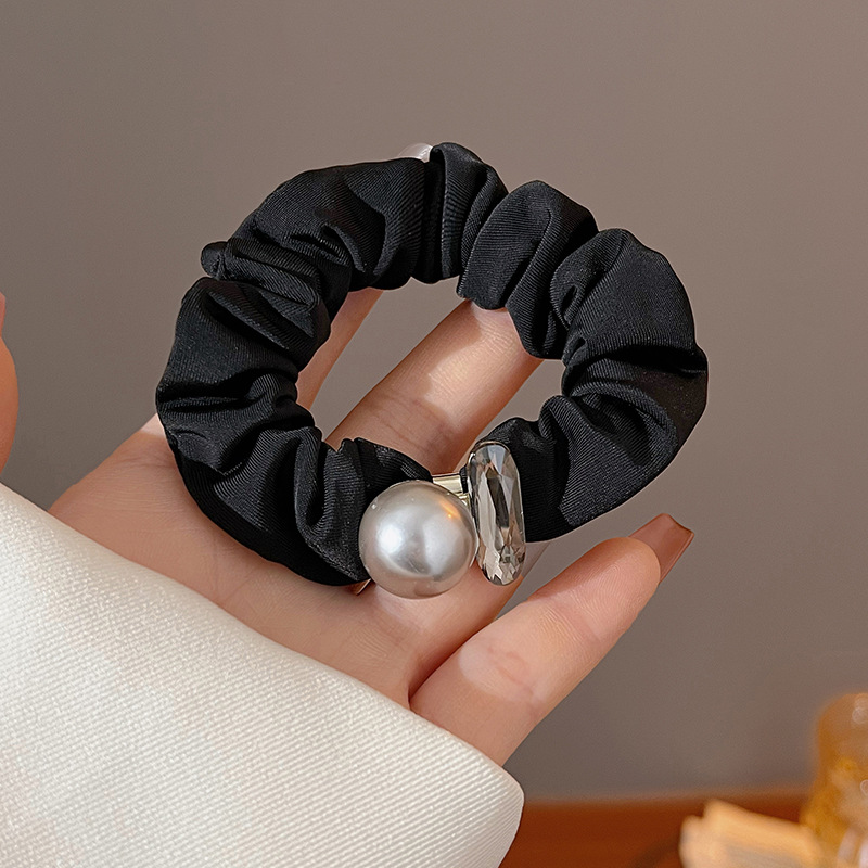珍珠蝴蝶结发绳女高级感缎面扎马尾小肠圈韩国简约高弹力头绳皮筋
