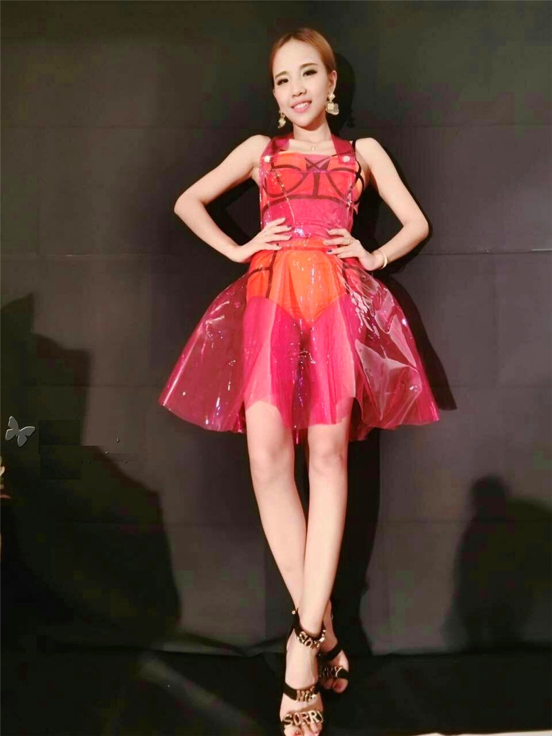 pvc 透明线塑料连衣裙防水连衣裙性感服装连衣裙