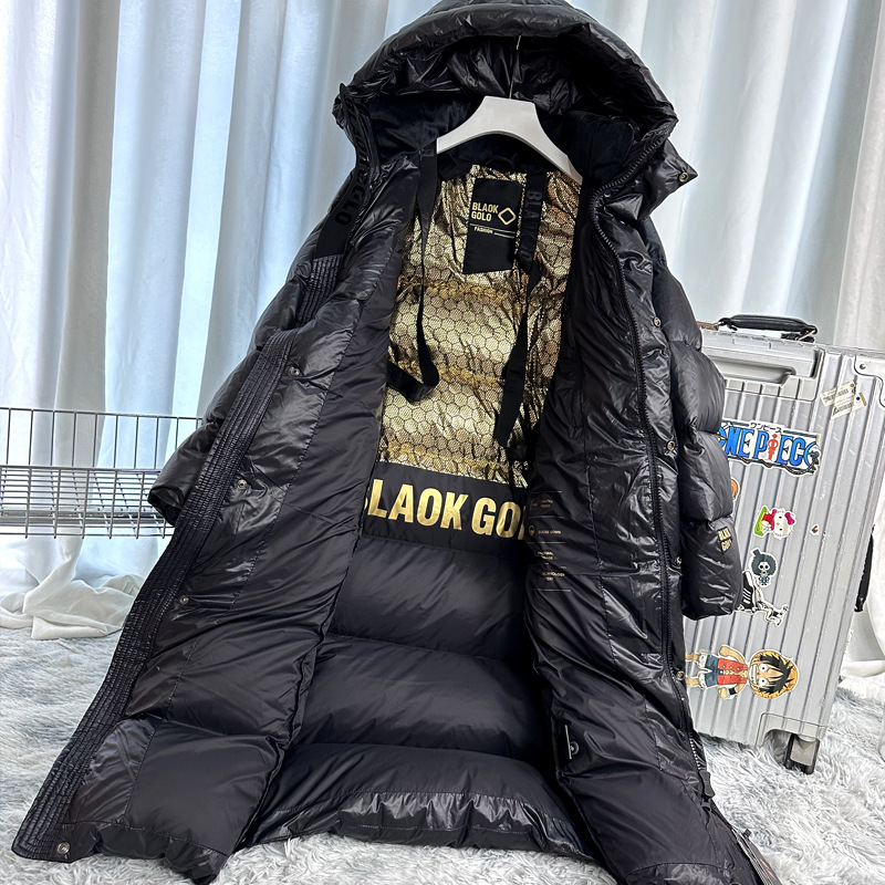 Real Goose down! 2023 Winter New Product Men's and Women's Same Popular Heavy Black Gold Thickened Light Luxury Mid-Length down Jacket