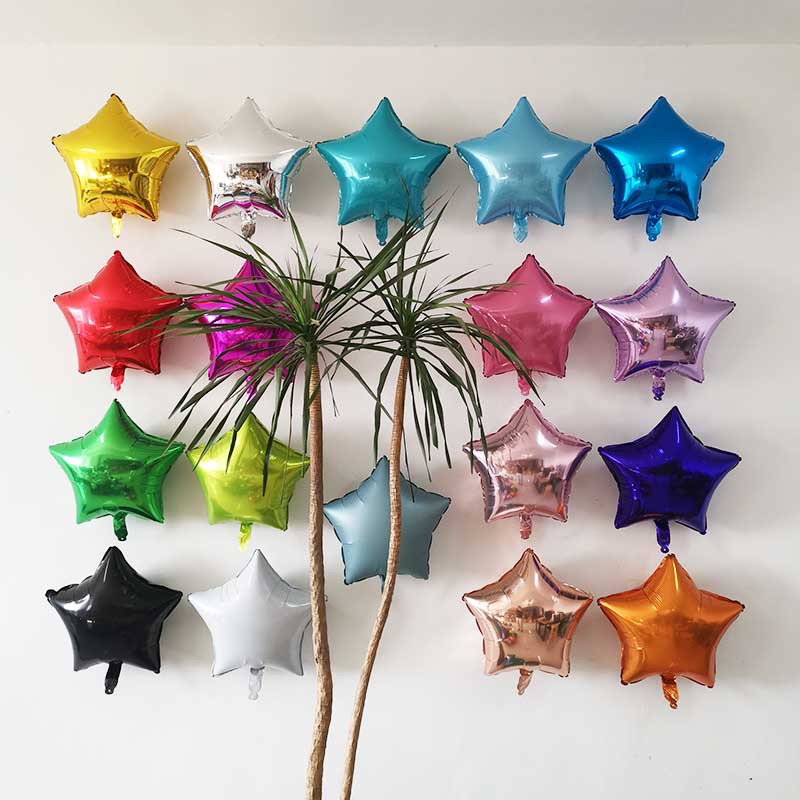 18寸五角星铝膜气球光板纯色星星气球婚礼生日派对装饰场景布置