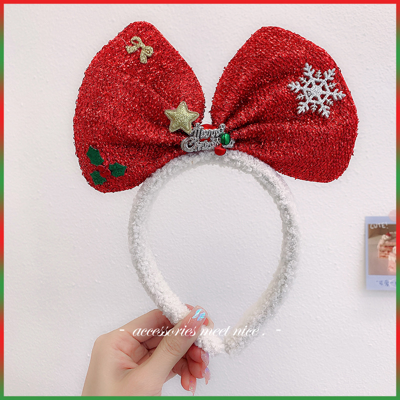 High-Grade Sequined Christmas Bow Headband New Cute Women's Headband Holiday Funny Atmosphere Hair Accessories