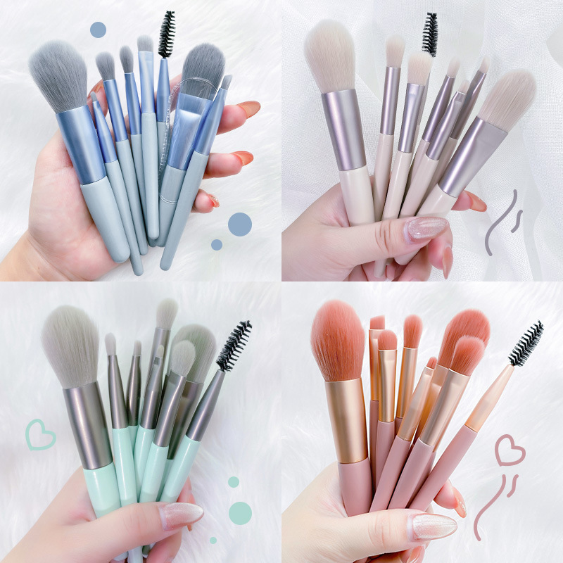 Morandi 8 Makeup Brushes Set Eye Shadow Repair Highlight Blush Brush New Macaron Portable Beauty Tools