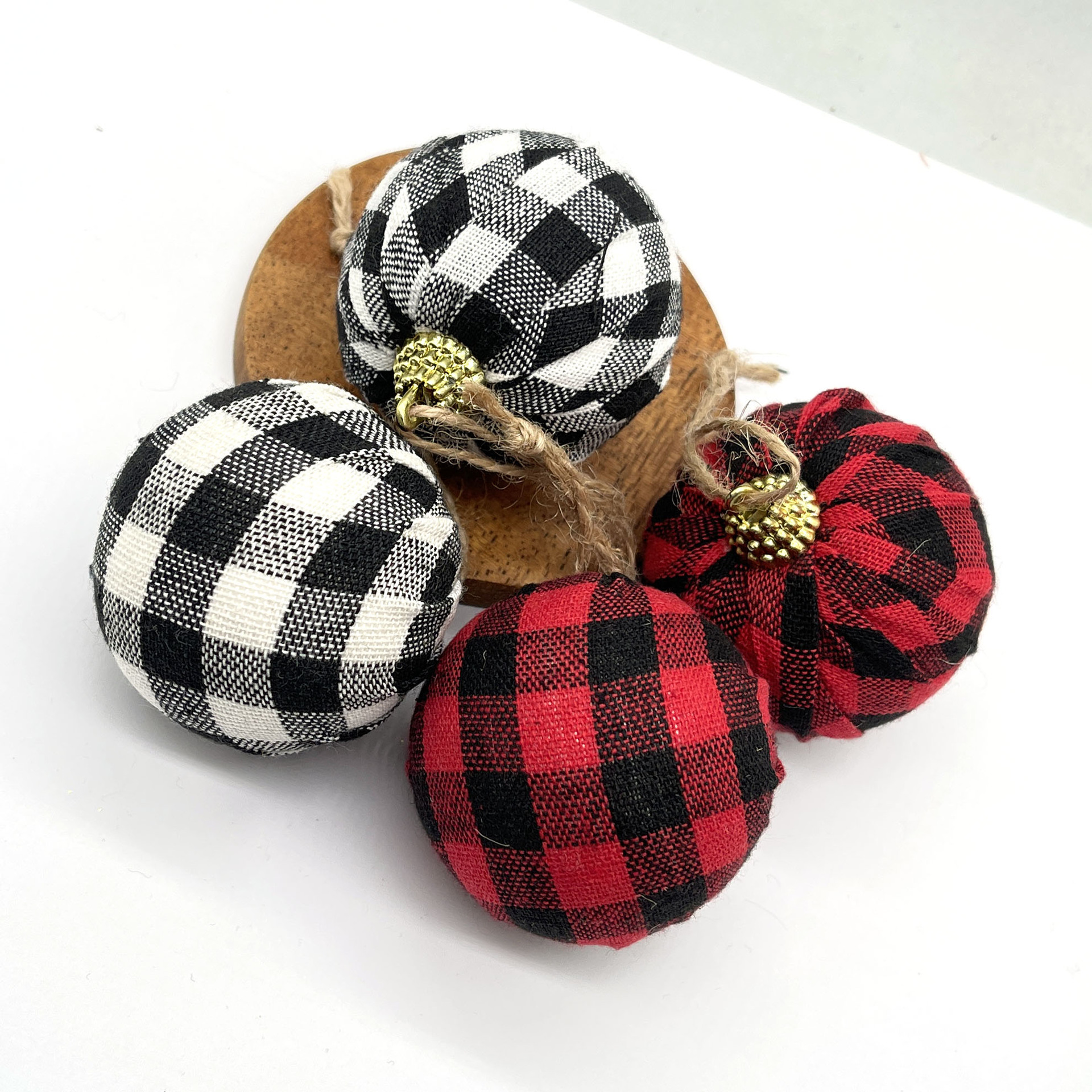 5cm超大圣诞布球 大格子手工包布球 diy圣诞装饰泡沫包布-阿里巴巴