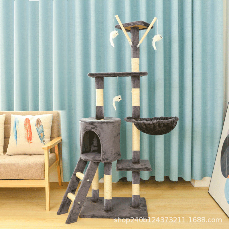 Factory Wholesale Cat Shelf Cat Climbing Frame Cat Nest Cat Tree Integrated Large Sisal Toy Jumping Platform Scratching Post Cat Supplies