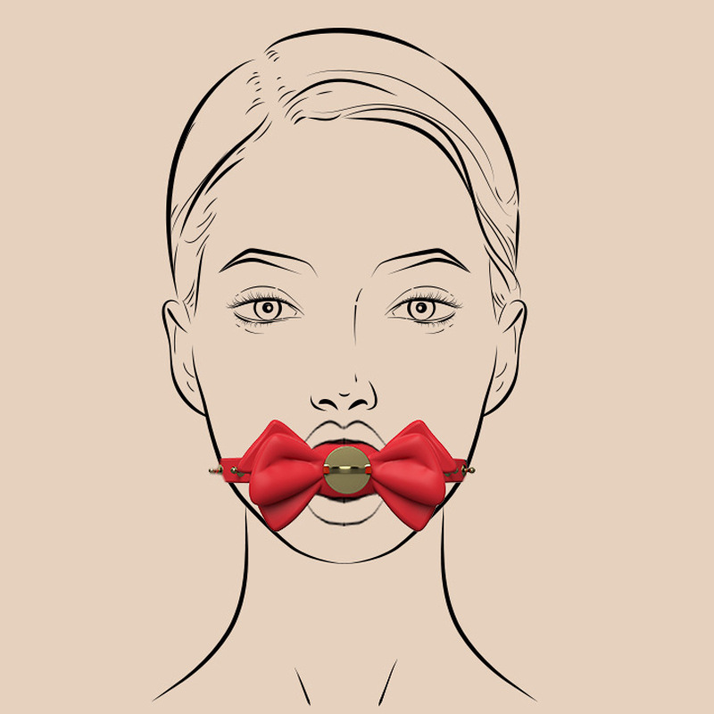 牛皮固定带蝴蝶结口球可牵引情趣用品口水球口塞防吐sm堵嘴口塞球