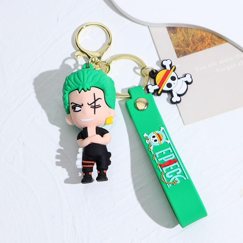 Cartoon One Piece Series Silicone Doll Keychain Pendant Bag Car Luffy Zoro Doll Ornament Gifts